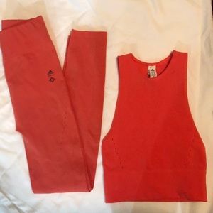 Adidas seem-less crop top and high waist pants